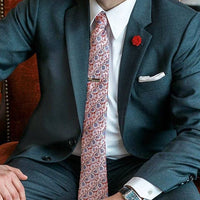 Cream & Red Floral Silk Tie