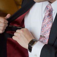 Floral Cream & Red Silk Tie
