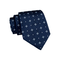 Navy & Silver Geometric Foulard Silk Tie