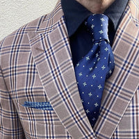 Navy & Silver Geometric Foulard Silk Tie