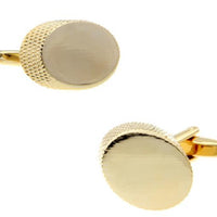 Gold Oval Rhodium Plated Cufflinks