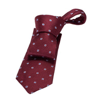 Burgundy & Silver Geometric Foulard Silk Tie