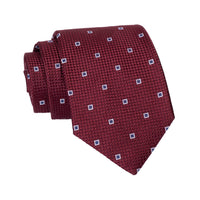 Burgundy & Silver Geometric Foulard Silk Tie