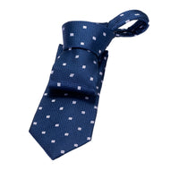 Navy & Silver Geometric Foulard Silk Tie