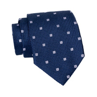 Navy & Silver Geometric Foulard Silk Tie