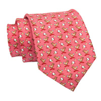 Coral Printed Silk Tie