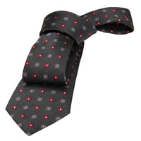 Grey w/ Red Foulard Silk Tie