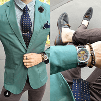 Navy Orange Yellow Foulard Silk Tie