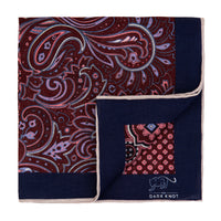 Burgundy & Pink Multi Patterned Linen Pocket Square