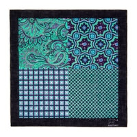 Light Green & Pink Multi Patterned Linen Pocket Square