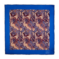 Gold, Blue & Orange Paisley Silk Pocket Square