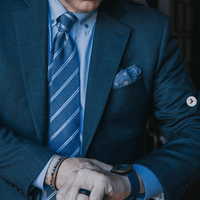 Blue & Silver Striped Silk Tie