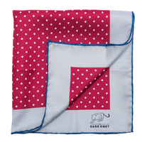 Burgundy and White Polka Dot Silk Pocket Square
