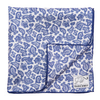 Blue Foulard Silk Pocket Square