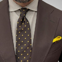 Dark Brown & Gold Geometric Foulard Silk Tie