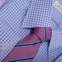 Wilton Stripes Silk Tie, Pinkish Red / Navy