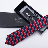 Red with Navy Regimental Striped Silk Tie