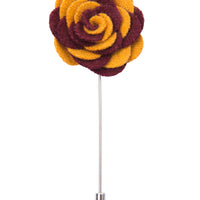 Burgundy and yellow lapel flower