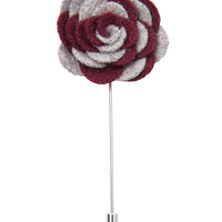Grey and burgundy lapel flower