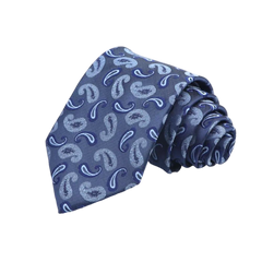 Bluish Grey, Navy & Light Blue Paisley Tie 