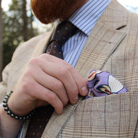 Navy, Brown & Orange Geometric Foulard Silk Tie 