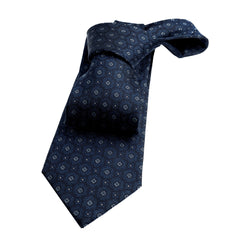 Black & Blue Geometric Foulard Silk Tie 