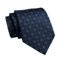 Navy & Blue Geometric Foulard Silk Tie