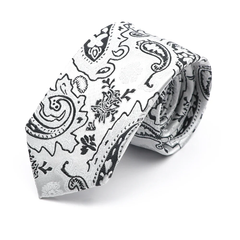 White Paisley Polyester Tie 
