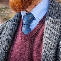 Light Blue & Orange Foulard Silk Tie 