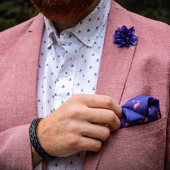 Blue & Pink Flamingo Silk Pocket Square 