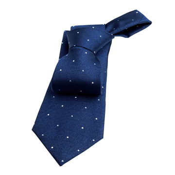 Navy & White Polka Dot Silk Tie 