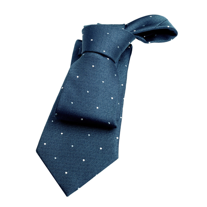 Turquoise & White Polka Dot Silk Tie 