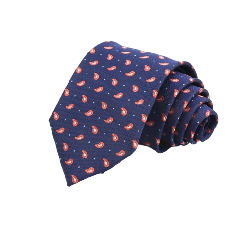 Navy & Orange Paisley Tie 