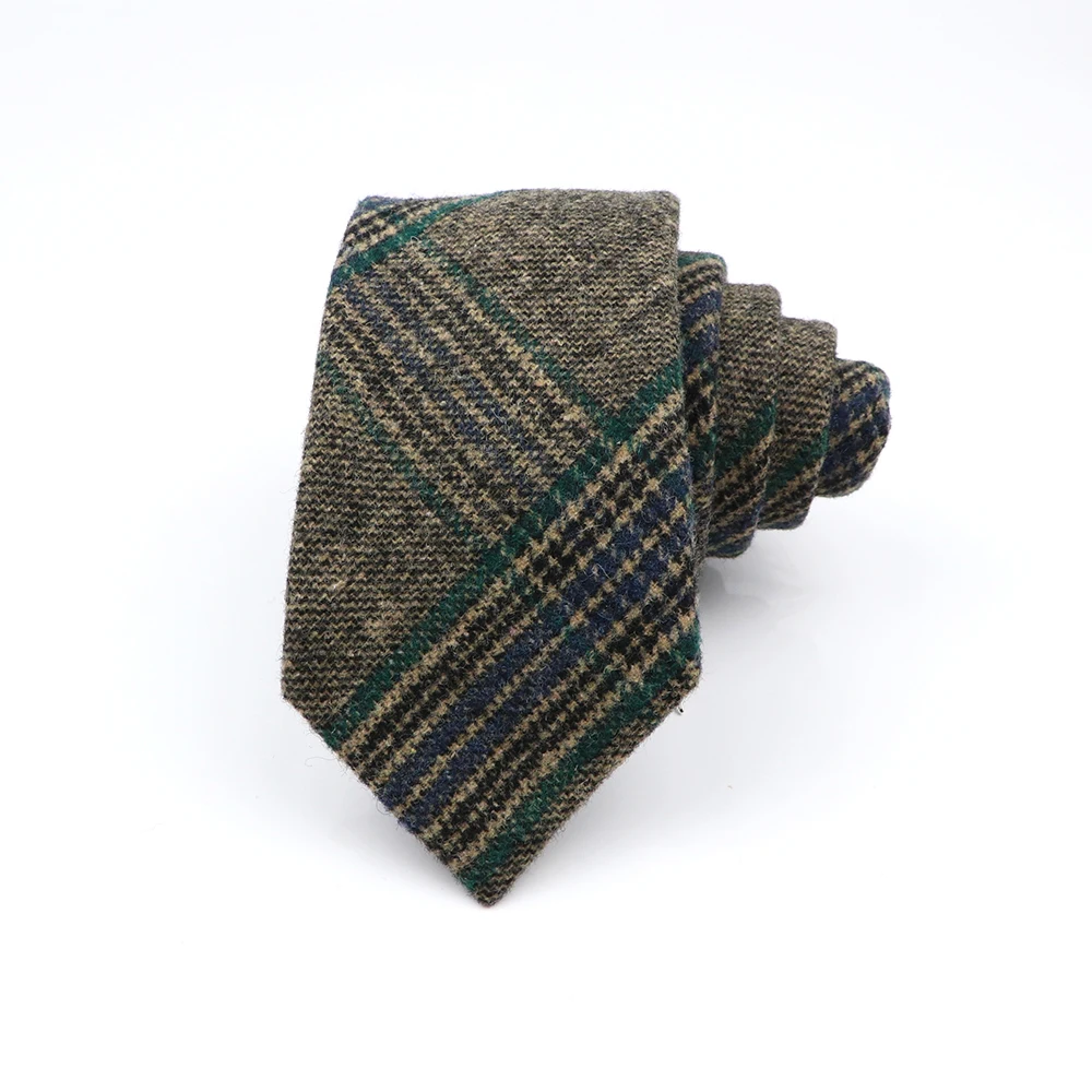 Grey, Green & Blue Plaid Tie 