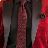 Black & Red Floral Silk Tie