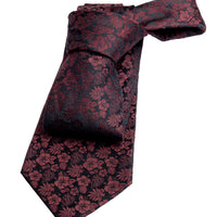 Black & Red Floral Silk Tie