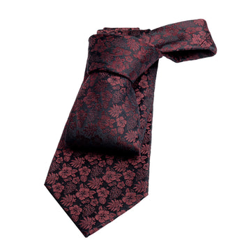 Black & Red Floral Silk Tie