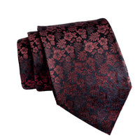 Black & Red Floral Silk Tie