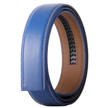 Blue Leather Microadjustabe Belt