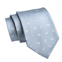 Light Blue & Silver Paisley Silk Tie