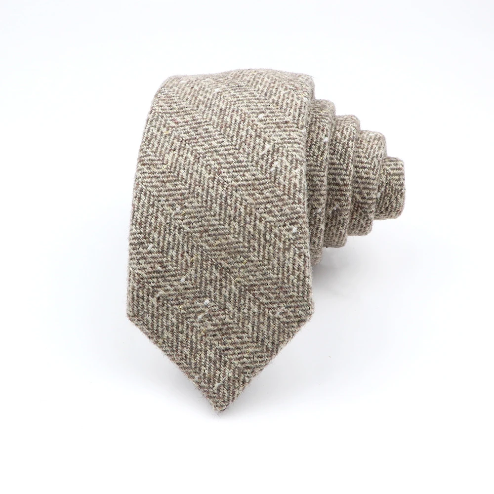 Beige Woolen Houndstooth Tie 