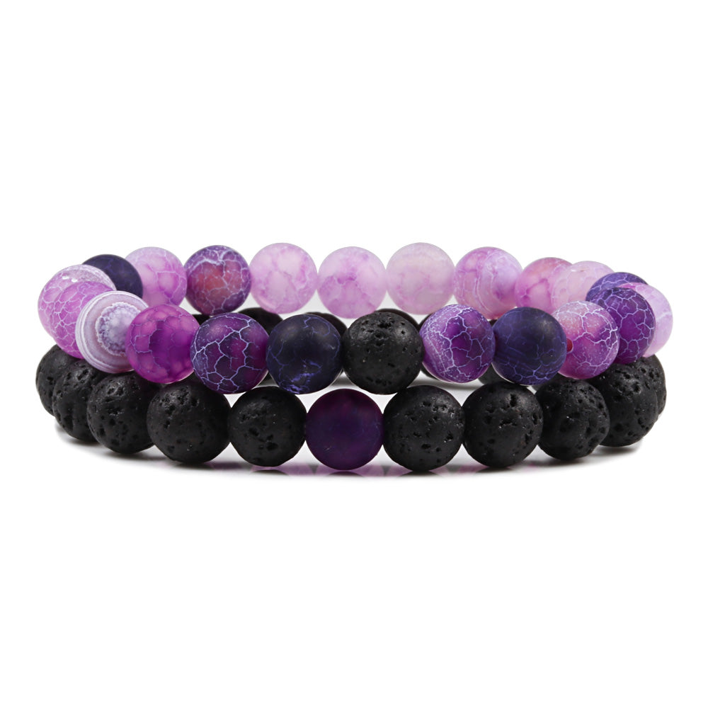 Purple & Black Stackable Beaded Bracelets