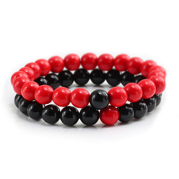 Red & Black Stackable Beaded Bracelets