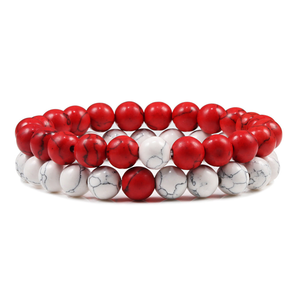 Red & White Stackable Beaded Bracelets