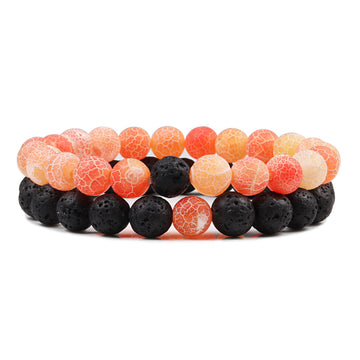 Orange  & Black Lavastone Beaded Bracelets