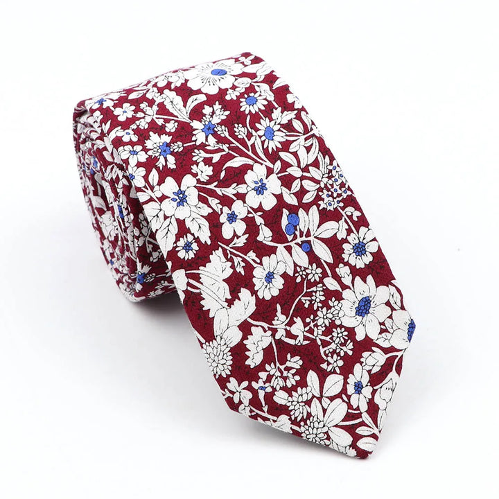 Red, White & Blue Floral Cotton Tie 