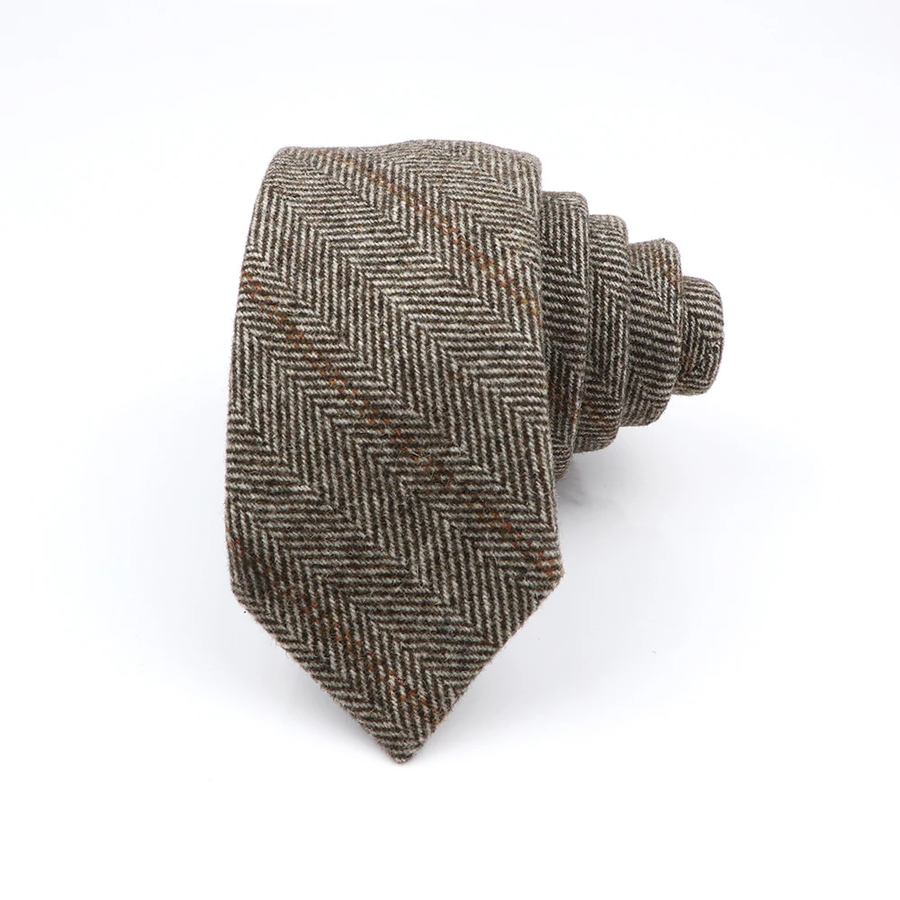 Brown Woolen Striped Tie