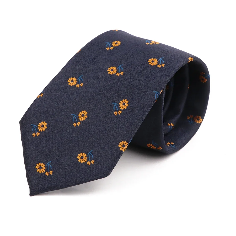 Navy & Orange Floral Tie