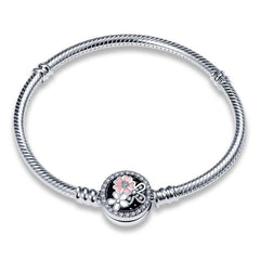 Sterling Silver Pink Pendant Charm Bracelet