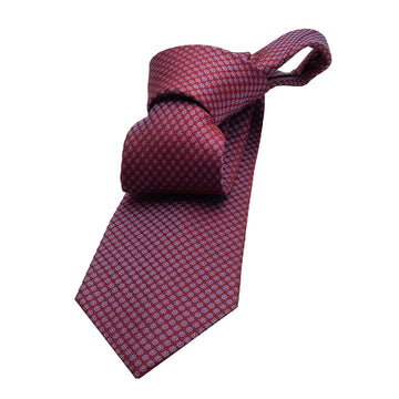 Red & Light Blue Geometric Foulard Silk Tie